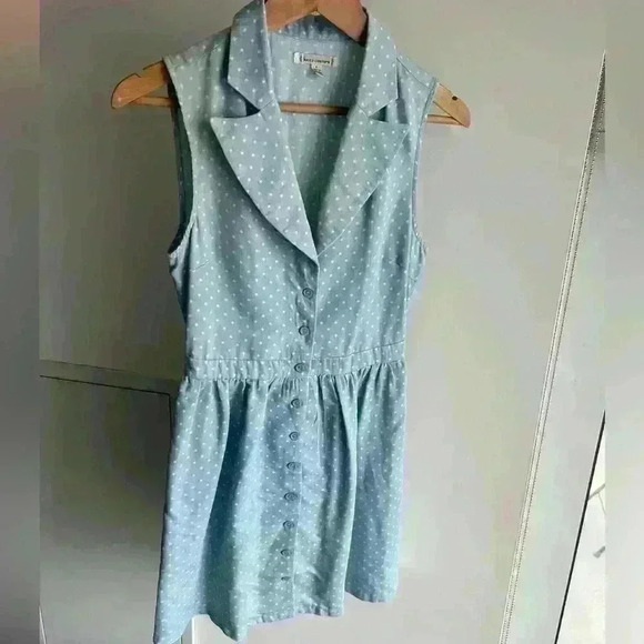 Vintage UO Lucca Couture Retro Blue Polka Dot Cottagecore Midi Dress Small - Picture 3 of 14